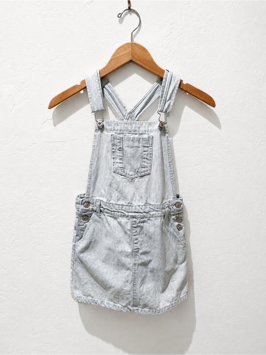 Forever 21 Other - Forever 21 Kids Light Blue Pinstripe Denim Overall Dress 9/10